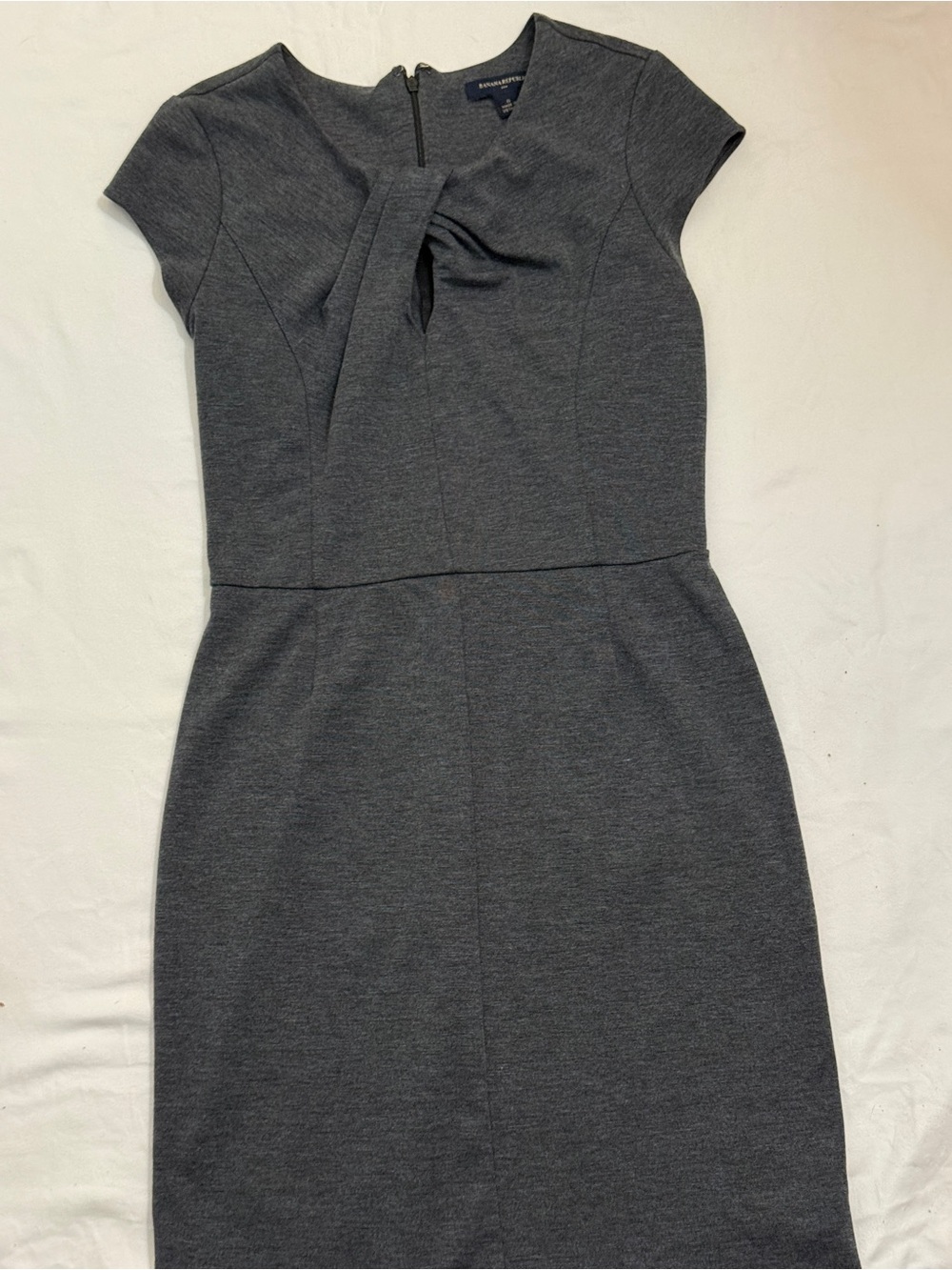 Banana Republic Charcoal Twist-Neck Midi Sheath Dress